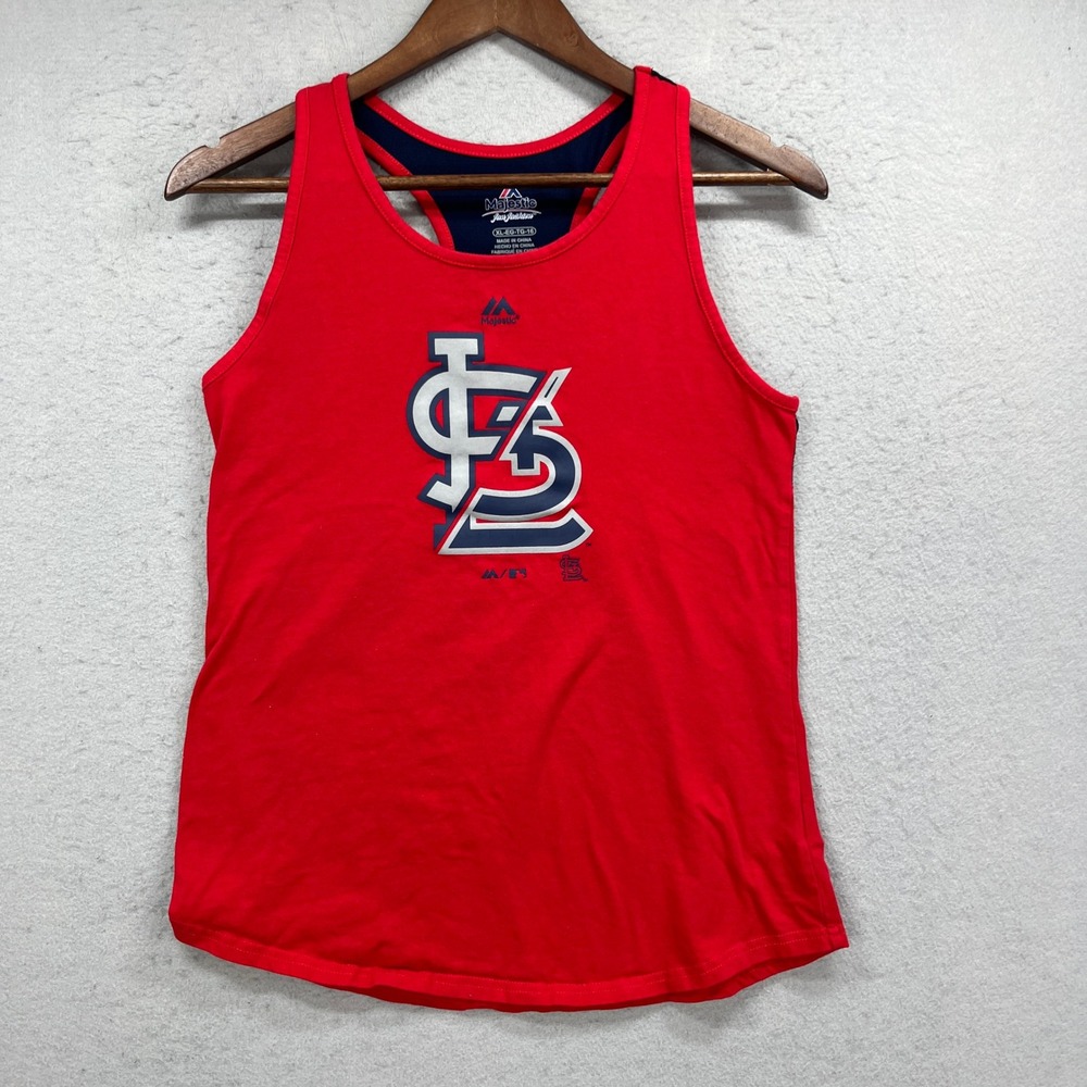 St Louis Cardinals Majestic Tank Top Girls XL Red MLB Fan Fashion Sports Gameday